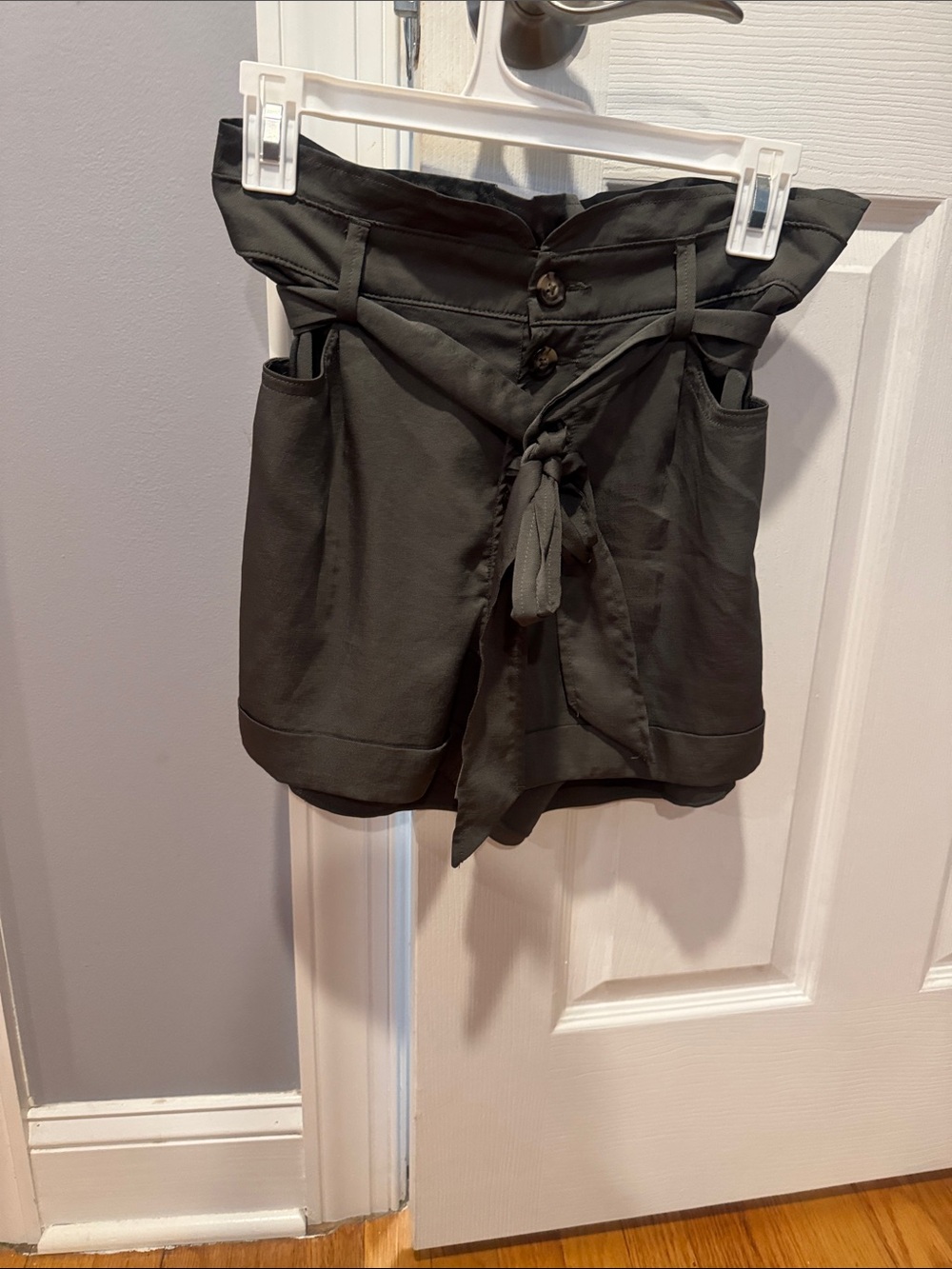 Express Black High-Waist Tie Front Shorts